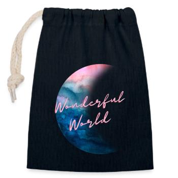 Wonderful world - Closable cotton gift bag (14x20cm) - navy - Front