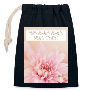 Blumen Garten Gärtner Blumenstrauß BLUMENLIEBE - Verschließbarer Geschenkbeutel aus Baumwolle (14x20cm) - Navy - Vorne