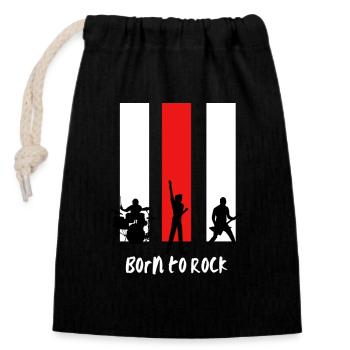 Né pour le rock - Sac cadeau en coton avec cordon (14 x 20 cm) - noir - Devant