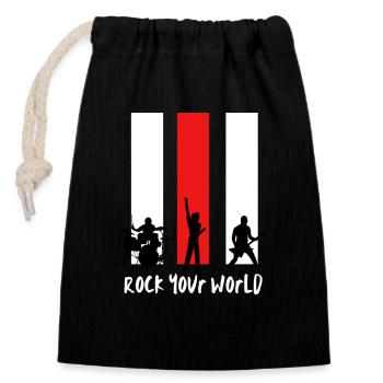 Rock Your World - Sac cadeau en coton avec cordon (14 x 20 cm) - noir - Devant