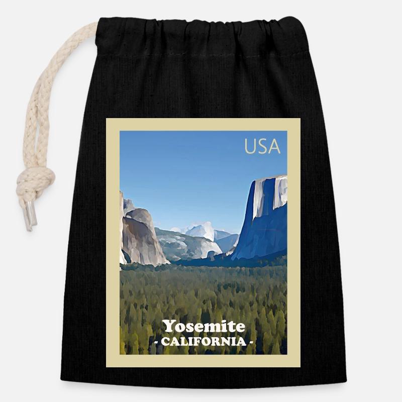Yosemite National Park - Closable cotton gift bag (14x20cm) - black