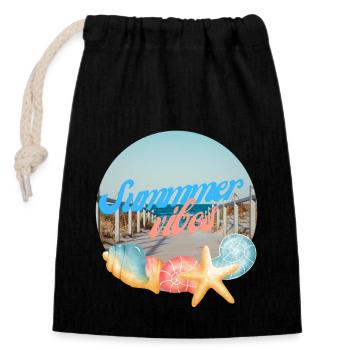 summer, sun, sunshine, beach, sea, good mood - Closable cotton gift bag (14x20cm) - black - Front