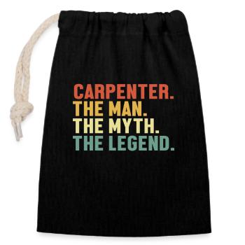 Charpentier Homme Mythe Légende Charpentier Technicien en bois - Sac cadeau en coton avec cordon (14 x 20 cm) - noir - Devant