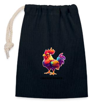 PUISSANCE DU POULET - Sac cadeau en coton avec cordon (14 x 20 cm) - bleu marine - Devant