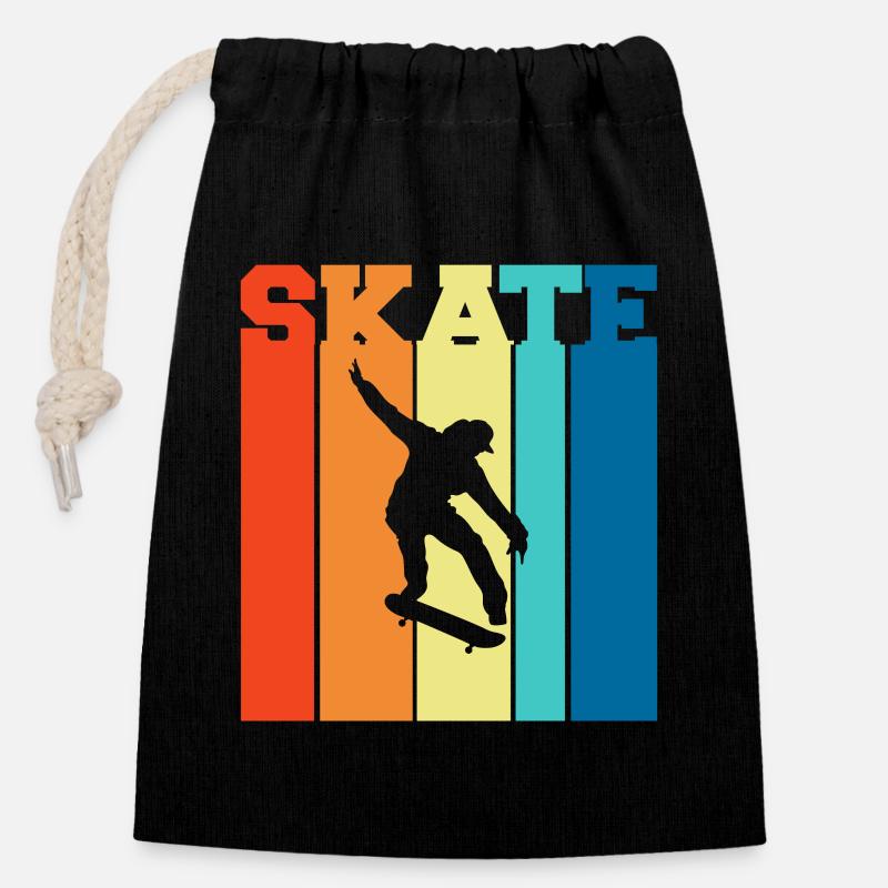 skateboarding, skateboarding, skateboarding - Closable cotton gift bag (14x20cm) - black