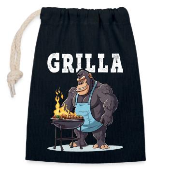 Grilling Grilla Griller Gorilla BBQ Saying Funny - Closable cotton gift bag (14x20cm) - navy - Front