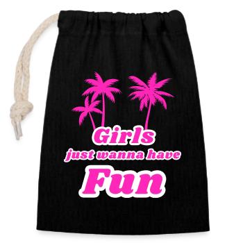 Les filles veulent juste s’amuser - Sac cadeau en coton avec cordon (14 x 20 cm) - noir - Devant