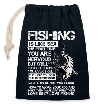 FISHING - Closable cotton gift bag (14x20cm) - navy - Front