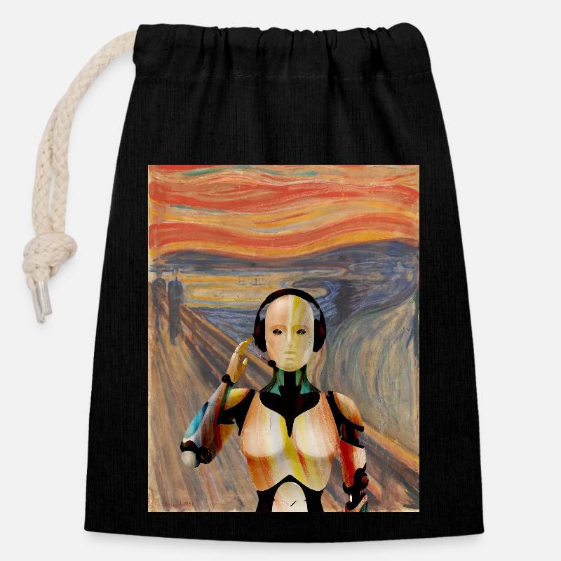 Edvard Munch - Sac cadeau en coton avec cordon (14 x 20 cm) - noir