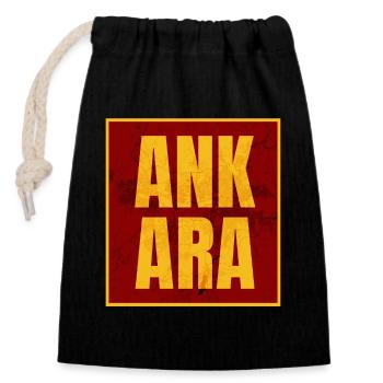 Ankara Capital Letters Yellow Red - Closable cotton gift bag (14x20cm) - black - Front