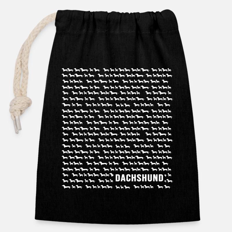 Dachshund Dachshund Jagdhund Teckel-Time Dachshund Friend - Closable cotton gift bag (14x20cm) - black