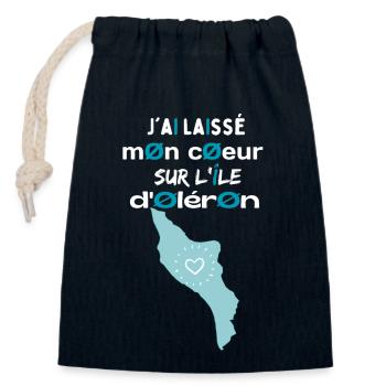Jai laissé mon cœur à l'île d'Oléron 1 - Sac cadeau en coton avec cordon (14 x 20 cm) - bleu marine - Devant