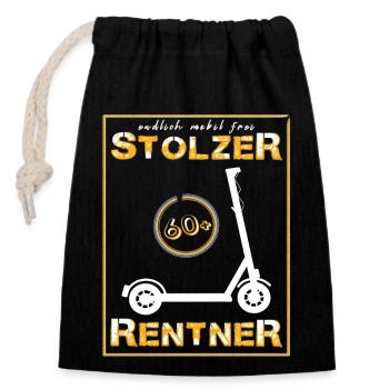 stolzer Rentner Scooter - Verschließbarer Geschenkbeutel aus Baumwolle (14x20cm) - Schwarz - Vorne