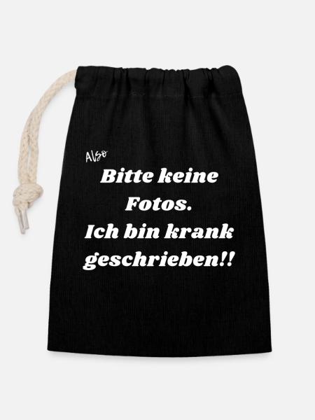 Keine Fotos - Verschließbarer Geschenkbeutel aus Baumwolle (14x20cm) - Schwarz
