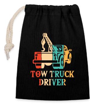 Retro Abschleppfahrzeug Abschlepper Fahrer - Verschließbarer Geschenkbeutel aus Baumwolle (14x20cm) - Schwarz - Vorne