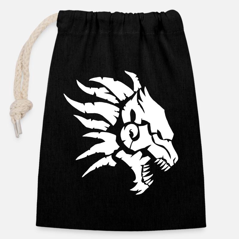 La bête infernale (blanc) - Sac cadeau en coton avec cordon (14 x 20 cm) - noir