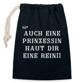 Auch eine Prinzessin haut dir eine rein. - Verschließbarer Geschenkbeutel aus Baumwolle (14x20cm) - Navy - Vorne