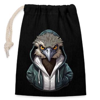 Cool Emu en vêtements décontractés - Sac cadeau en coton avec cordon (14 x 20 cm) - noir - Devant