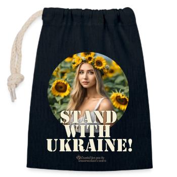 Ukraine - Sac cadeau en coton avec cordon (14 x 20 cm) - bleu marine - Devant