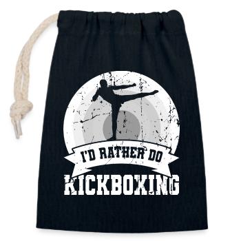 Je préfère faire du kickboxing - Sac cadeau en coton avec cordon (14 x 20 cm) - bleu marine - Devant