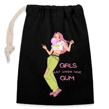 Girls just wanna have gum - Verschließbarer Geschenkbeutel aus Baumwolle (14x20cm) - Schwarz - Vorne