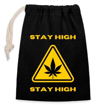 STAY HIGH DESIGN - Verschließbarer Geschenkbeutel aus Baumwolle (14x20cm) - Schwarz - Vorne