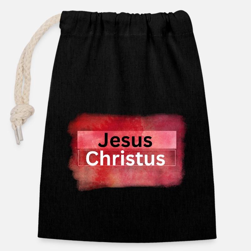 Sang de Jésus-Christ - Sac cadeau en coton avec cordon (14 x 20 cm) - noir