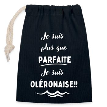 Je suis plus que parfaite je suis Oléronaise blanc - Sac cadeau en coton avec cordon (14 x 20 cm) - bleu marine - Devant