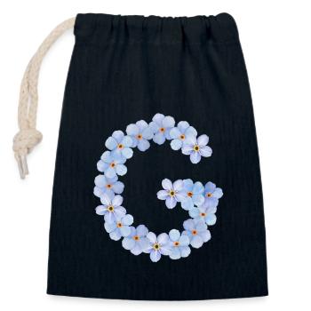 Lettre G - Sac cadeau en coton avec cordon (14 x 20 cm) - bleu marine - Devant