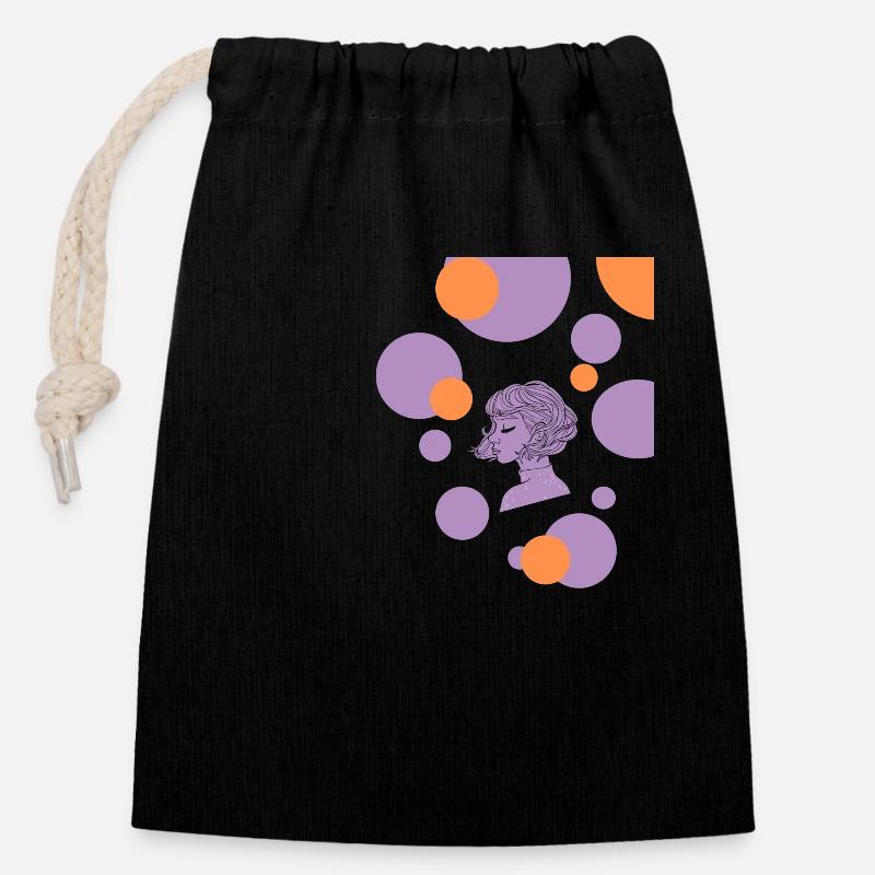 Pull cosmique Girl Side View - Sac cadeau en coton avec cordon (14 x 20 cm) - noir
