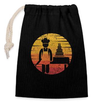 Retro bakery confectioner hobby baker master baker - Closable cotton gift bag (14x20cm) - black - Front
