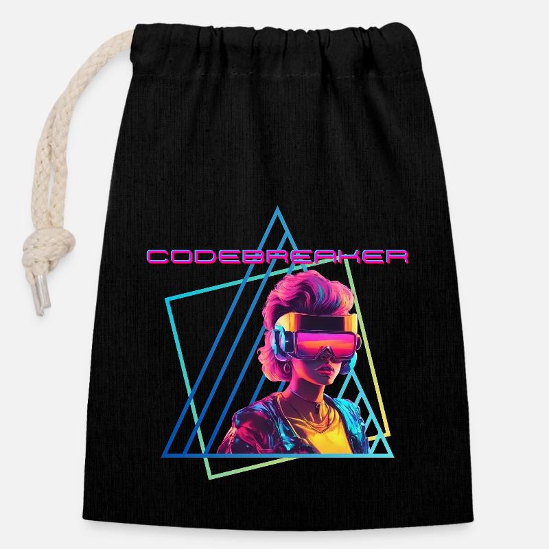 Déchiffreur de code - Sac cadeau en coton avec cordon (14 x 20 cm) - noir