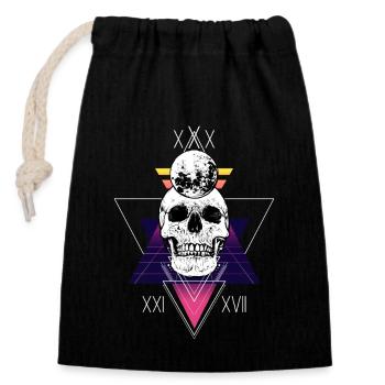 Extravagantes Skull Design Triangles - Verschließbarer Geschenkbeutel aus Baumwolle (14x20cm) - Schwarz - Vorne