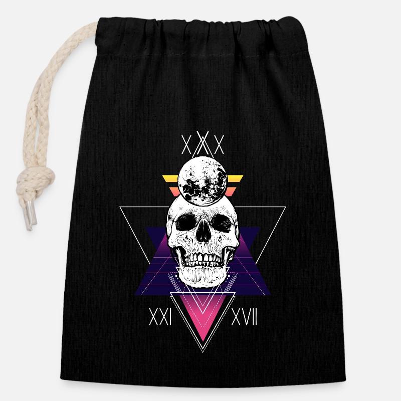 Extravagantes Skull Design Triangles - Verschließbarer Geschenkbeutel aus Baumwolle (14x20cm) - Schwarz