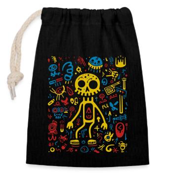 Skeleton's Groovy Jive - Closable cotton gift bag (14x20cm) - black - Front