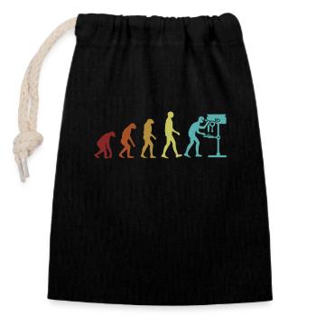 Menuisier Evolution Charpentier Mécanicien du bois - Sac cadeau en coton avec cordon (14 x 20 cm) - noir - Devant