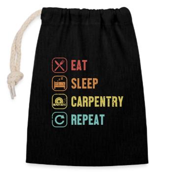 Eat Sleep Carpentry Repeat Schreiner - Verschließbarer Geschenkbeutel aus Baumwolle (14x20cm) - Schwarz - Vorne