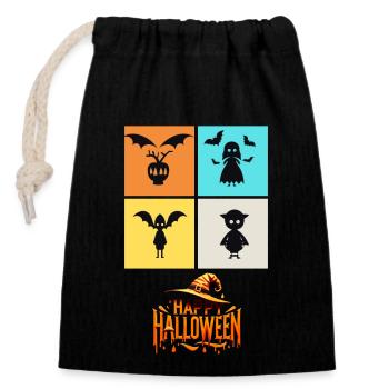 Quartett der Schrecken: Eine Halloween-Collage - Verschließbarer Geschenkbeutel aus Baumwolle (14x20cm) - Schwarz - Vorne