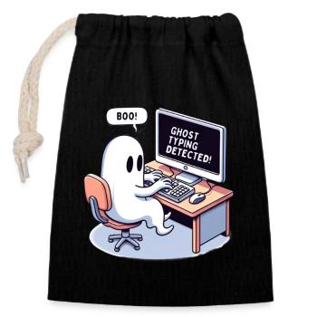 GHOST TYPING DETECTED! -Boo! - Closable cotton gift bag (14x20cm) - black - Front