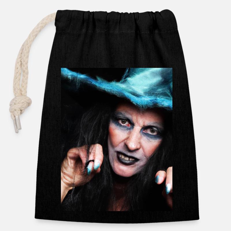 Halloween Scary Witch - Closable cotton gift bag (14x20cm) - black