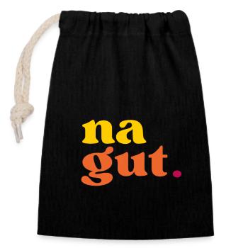 Funny Spruch - "na gut" - Lustige Sprüche - Verschließbarer Geschenkbeutel aus Baumwolle (14x20cm) - Schwarz - Vorne