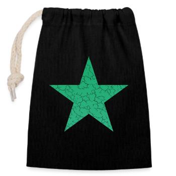 grüner Stern retro, green retro star - Verschließbarer Geschenkbeutel aus Baumwolle (14x20cm) - Schwarz - Vorne