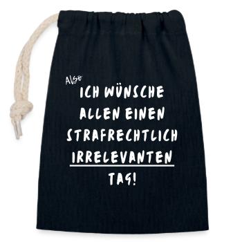 Ich wünsche allen. - Verschließbarer Geschenkbeutel aus Baumwolle (14x20cm) - Navy - Vorne