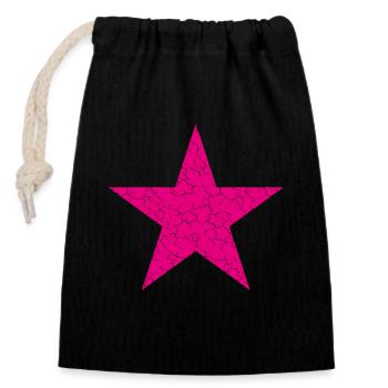 pink star, pinker stern - Verschließbarer Geschenkbeutel aus Baumwolle (14x20cm) - Schwarz - Vorne