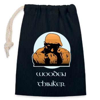 Wooden Thinker - Closable cotton gift bag (14x20cm) - navy - Front