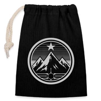mountians Logo - Closable cotton gift bag (14x20cm) - black - Front