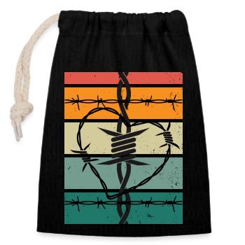 Stchelwire heart - Closable cotton gift bag (14x20cm) - black - Front