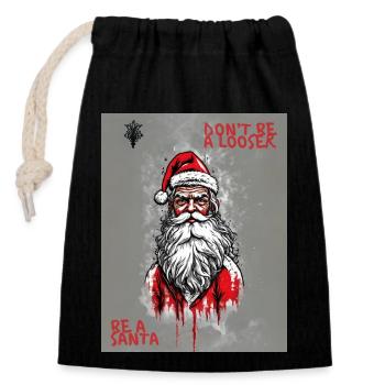 Ne soyez pas un looser. Soyez un Père Noël - Sac cadeau en coton avec cordon (14 x 20 cm) - noir - Devant