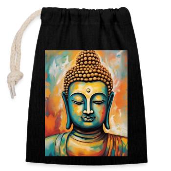 Bouddha - Sac cadeau en coton avec cordon (14 x 20 cm) - noir - Devant