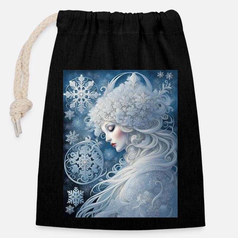 Die fünftjüngste Tochter des Winters heißt Dream - Verschließbarer Geschenkbeutel aus Baumwolle (14x20cm) - Schwarz